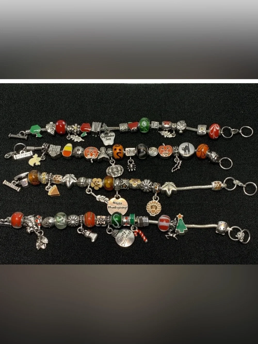 Retro Willabee and Ward Month Charm Bracelets Lot Sept Oct Nov Dec